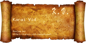 Karai Vid névjegykártya